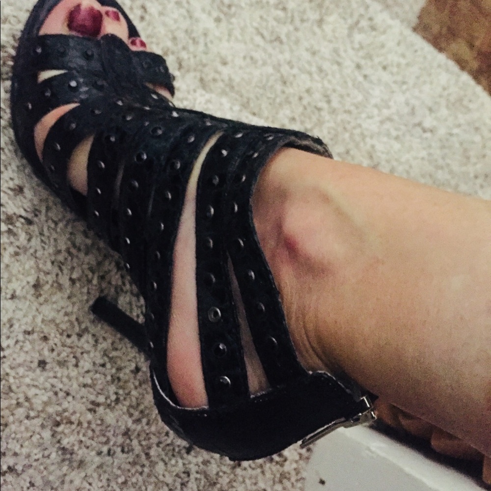 ALDO Black Studded Booty Shoes like new